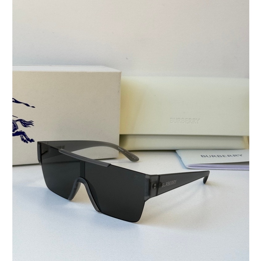 New Burberry Be4291 Transparent Matte Grey Shield Sunglasses